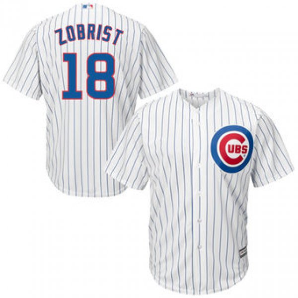 Men's Chicago Cubs 18 Ben Zobrist Majestic White Home Cool Base Player Jersey