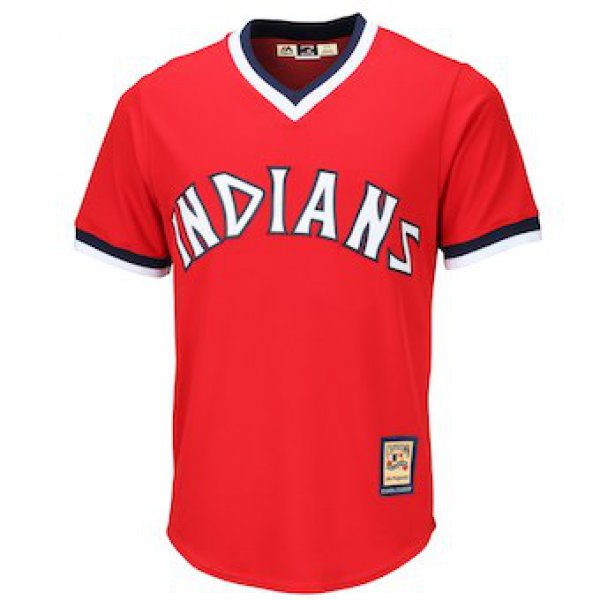 Men's Cleveland Indians Majestic Blank Red Alternate Cooperstown Cool Base Team Jersey