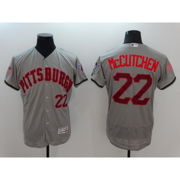 Men's Pittsburgh Pirates #22 Andrew McCutchen Gray Fashion Stars & Stripes 2016 Flexbase Majestic Jersey