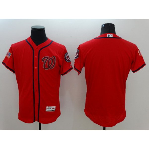 Men's Washington Nationals Blank Red Fashion Stars & Stripes 2016 Flexbase Majestic Jersey