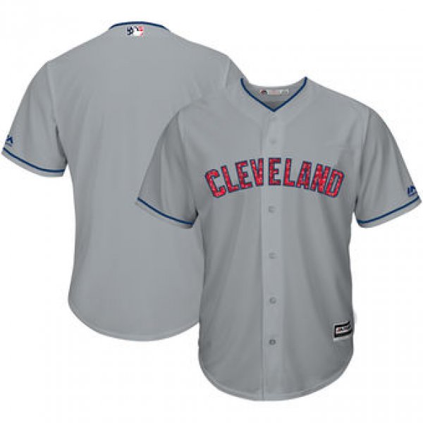Cleveland Indians Majestic Blank Gray 2018 Stars & Stripes Cool Base Team Jersey