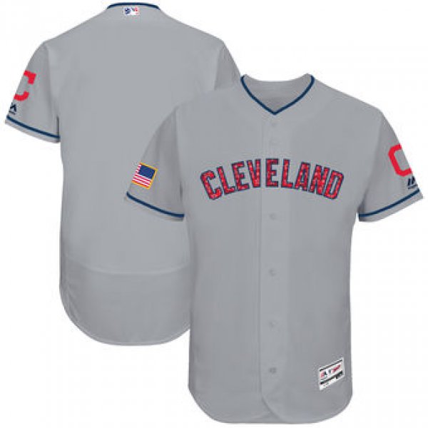 Cleveland Indians Majestic Blank Gray 2018 Stars & Stripes Flex Base Team Jersey