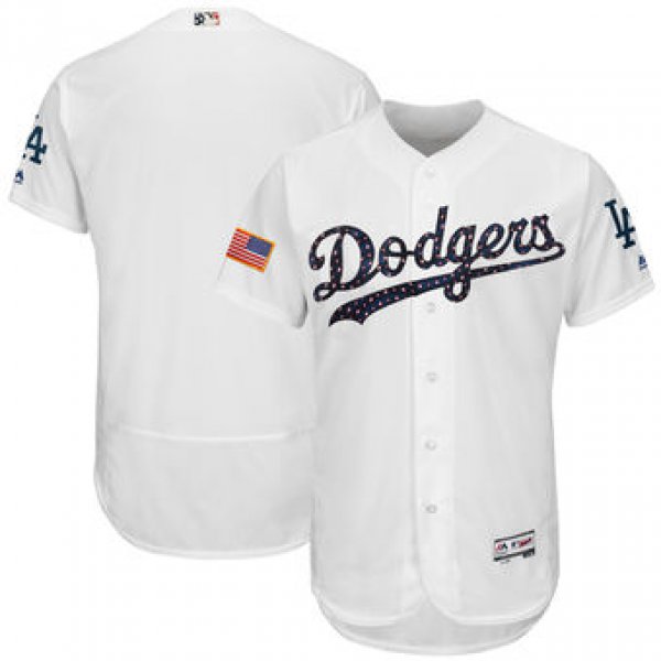 Los Angeles Dodgers Majestic Blank White 2018 Stars & Stripes Flex Base Team Jersey