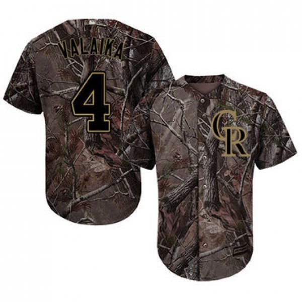 Colorado Rockies #4 Pat Valaika Camo Realtree Collection Cool Base Stitched MLB Jersey