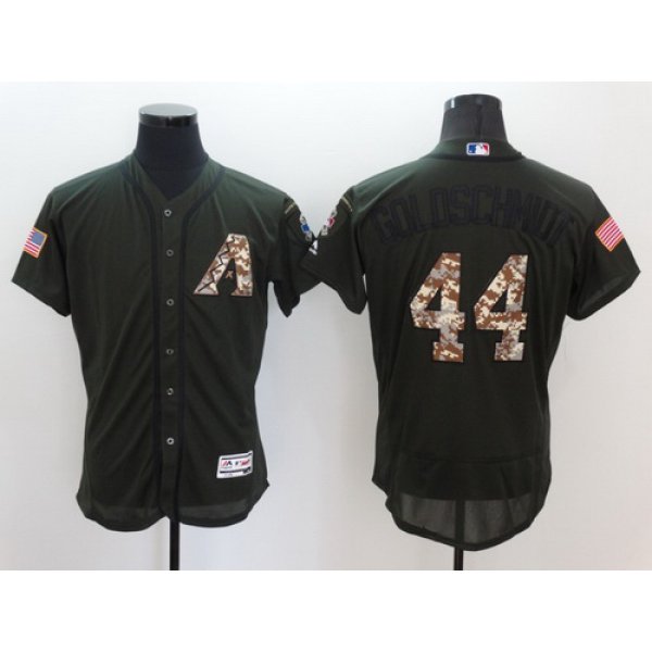 Men's Arizona Diamondbacks #44 Paul Goldschmidt Green Salute to Service 2016 Flexbase Majestic Baseball Jersey