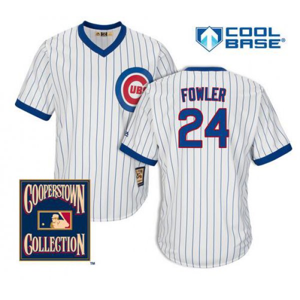 Men's Chicago Cubs #24 Dexter Fowler White Pullover 1968-69 Cooperstown Collection Cool Base Jersey