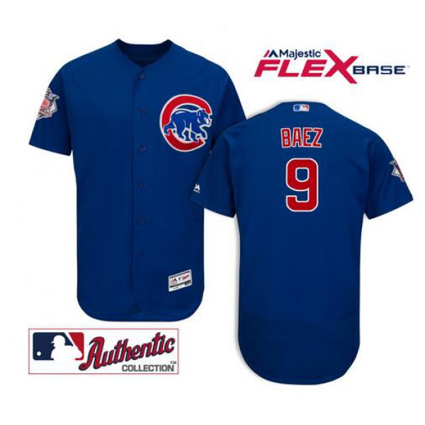 Men's Chicago Cubs#9 Javier Baez Royal Blue 2016 Flexbase Majestic Baseball Jersey