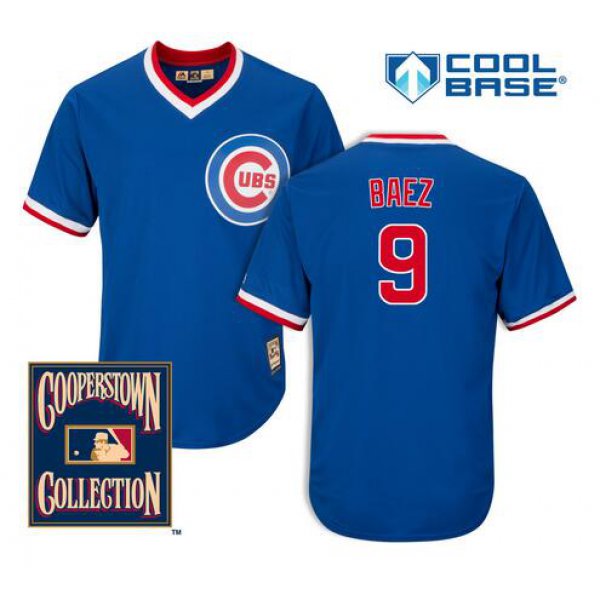 Men's Chicago Cubs #9 Javier Baez Royal Blue Pullover 1994 Cooperstown Collection Cool Base Jersey