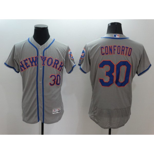 Men's New York Mets #30 Michael Conforto Gray Road 2016 Flexbase Majestic Baseball Jersey