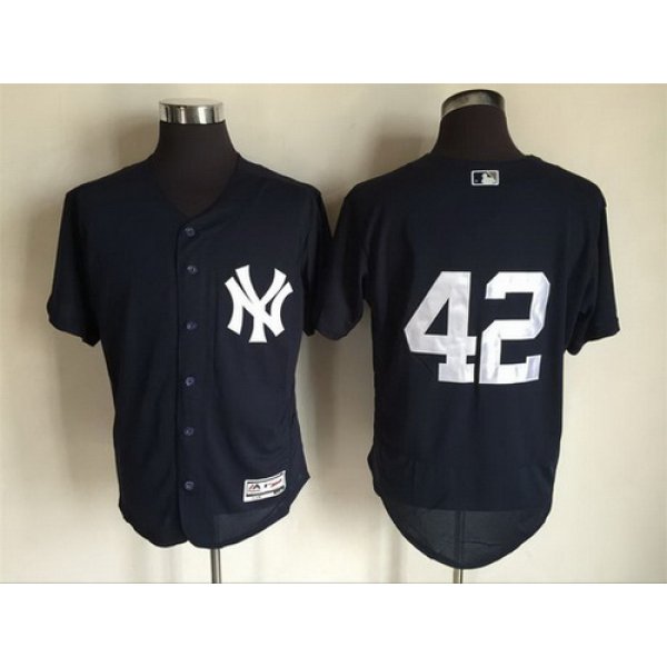 Men's New York Yankees #42 Mariano Rivera Retired Navy Blue 2016 Flexbase Majestic Baseball Jersey