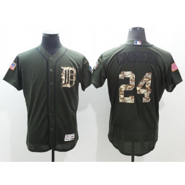 Men's Detroit Tigers #24 Miguel Cabrera Green Salute to Service 2016 Flexbase Majestic Baseball Jersey