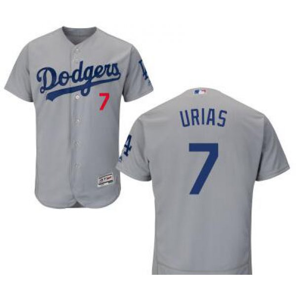 Men's Los Angeles Dodgers #7 Julio Urias Gray Cool Base Majestic Baseball Jersey