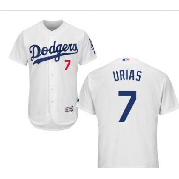 Men's Los Angeles Dodgers #7 Julio Urias White Home Cool Base Majestic Baseball Jersey