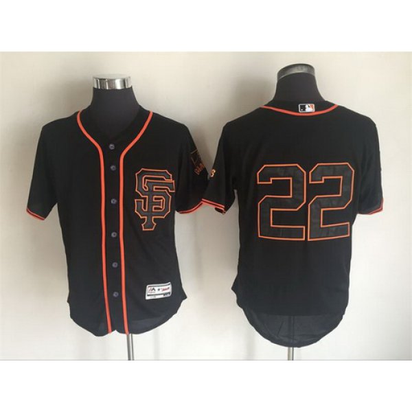 Men's San Francisco Giants #22 Will Clark Retired Black SF 2016 Flexbase Majestic Baseball Jerse