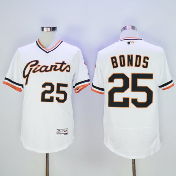 Men's San Francisco Giants #25 Barry Bonds Retired Black Pullover 2016 Flexbase Majestic Baseball Jersey