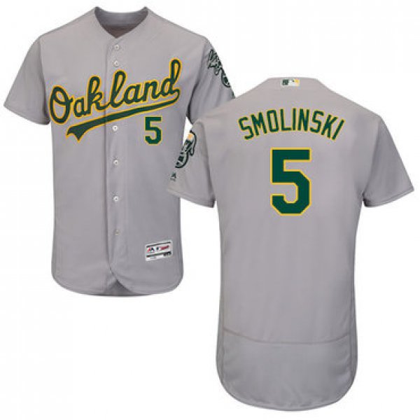 Oakland Athletics #5 Jake Smolinski Grey Flexbase Authentic Collection Stitched Baseball Jersey