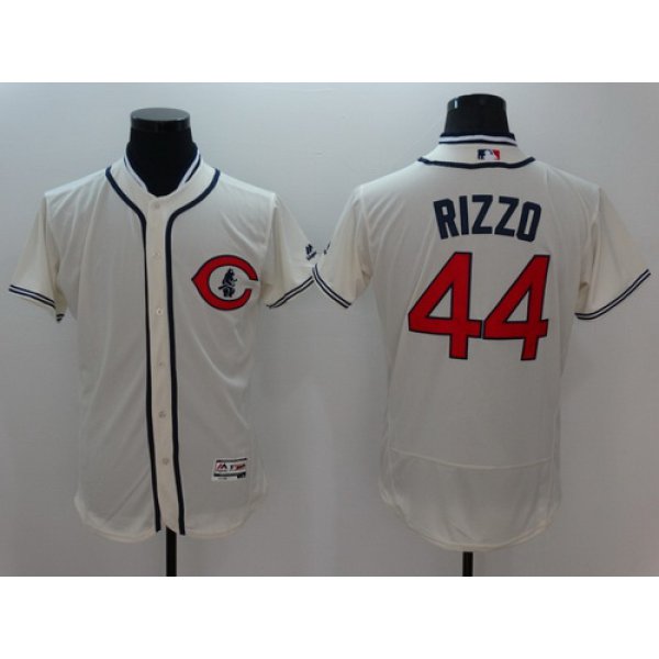 Men's Chicago Cubs #44 Anthony Rizzo Cream Flexbase Majestic 1929 Collection Jersey