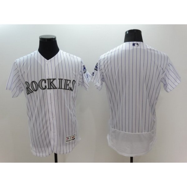 Men's Colorado Rockies Blank White Home 2016 Flexbase Majestic Baseball Jersey