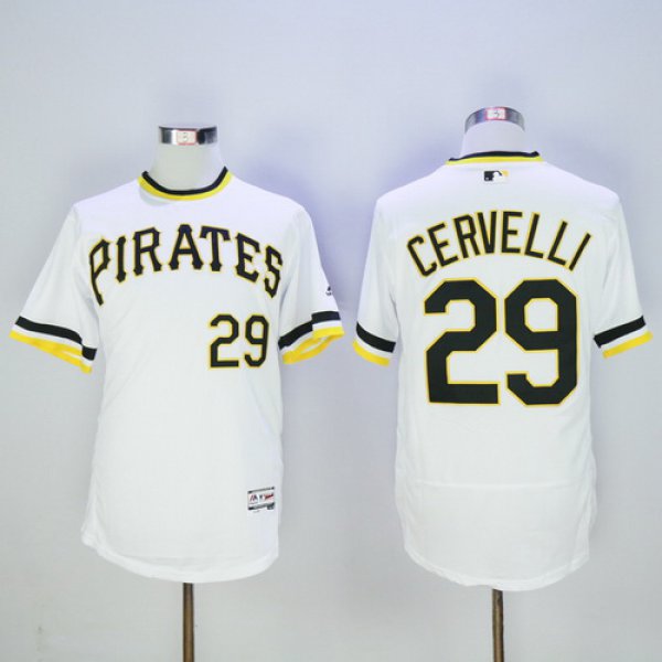 Men's Pittsburgh Pirates #29 Francisco Cervelli White Pullover 2016 Flexbase Majestic Baseball Jersey