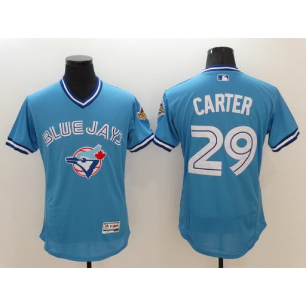 Men's Toronto Blue Jays #29 Joe Carter Retired Light Blue 2016 Flexbase Majestic Baseball Jersey
