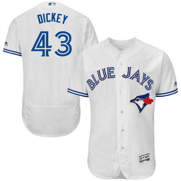 Men's Toronto Blue Jays #43 R.A. Dickey White Home 2016 Flexbase Majestic Baseball Jersey