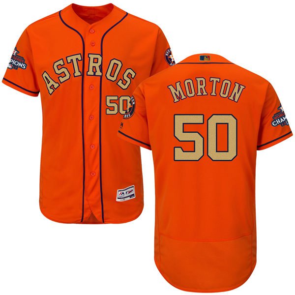 Men's Houston Astros #50 Charlie Morton Orange 2018 Gold Program Flexbase Stitched MLB Jersey