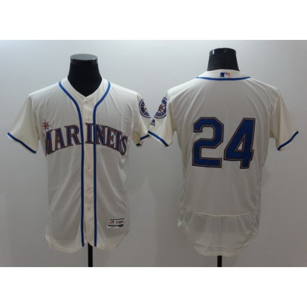 Men's Seattle Mariners #24 Ken Griffey Jr. Retired Cream 2016 Flexbase Majestic Baseball Jersey