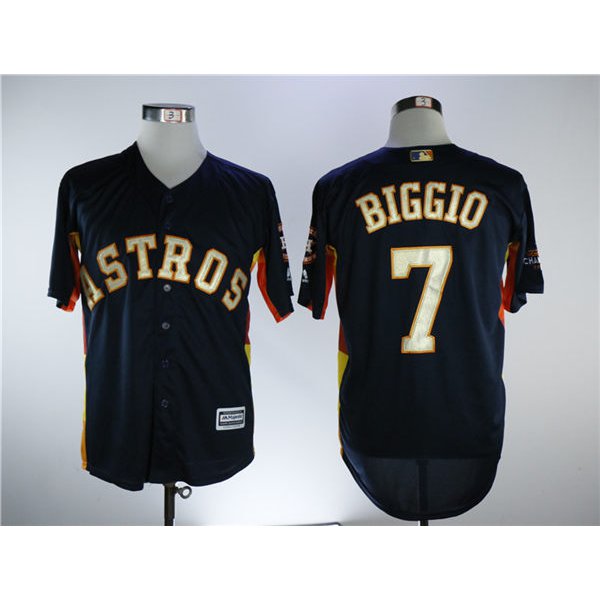 Men's Houston Astros #7 Craig Biggio Navy Blue New Gold Program Flexbase Stitched MLB Jersey