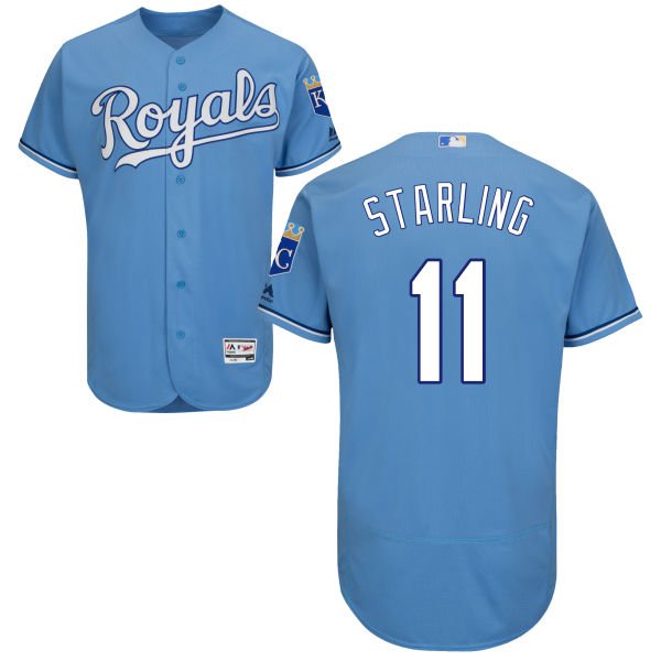 Men's Kansas City Royals #11 Bubba Starling Majestic Light Blue 2016 Flexbase Authentic Collection Jersey