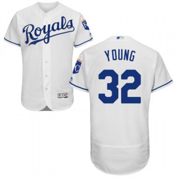 Men's Kansas City Royals #32 Chris Young Majestic White 2016 2016 Flexbase Authentic Collection Jersey