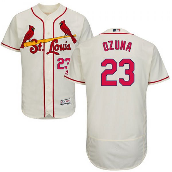 St. Louis Cardinals #23 Marcell Ozuna Cream Flexbase Authentic Collection Stitched MLB Jersey