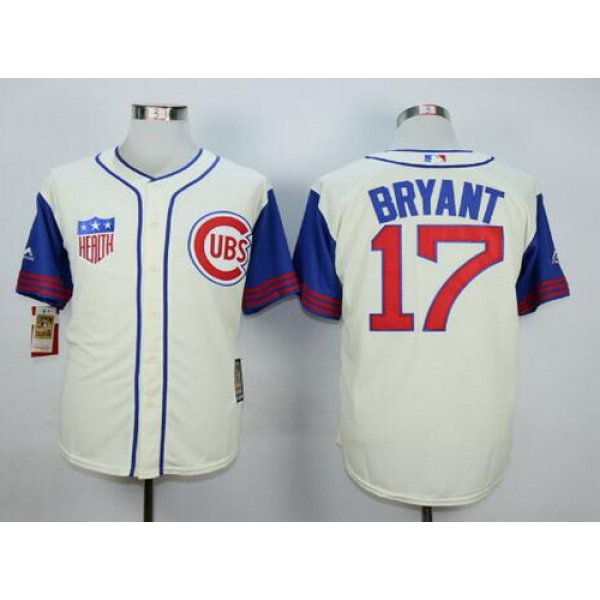Men's Chicago Cubs #17 Kris Bryant Cream 1942 Majestic Cooperstown Collection Throwback Jersey