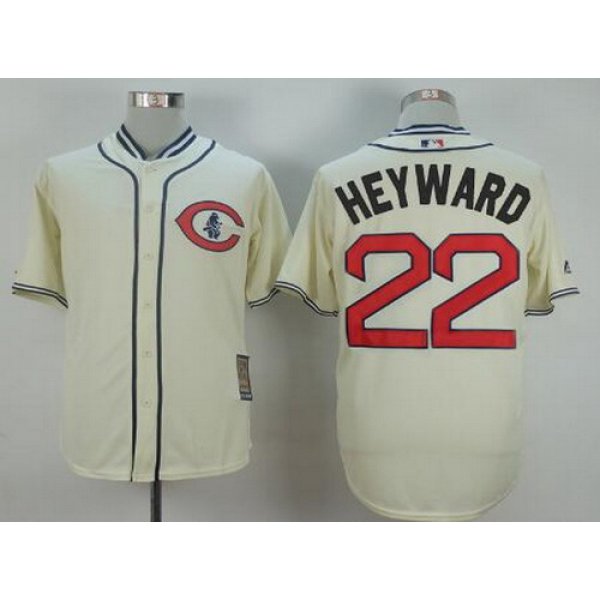 Men's Chicago Cubs #22 Jason Heyward Cream 1929 Majestic Cooperstown Collection Throwback Jersey