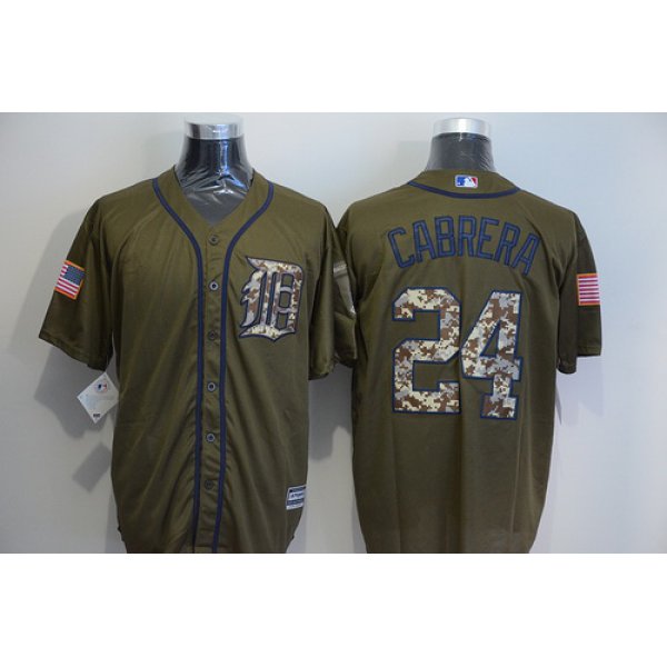 Men's Detroit Tigers #24 Miguel Cabrera Green Salute to Service Majestic Baseball Jersey