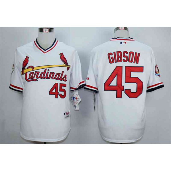 Men's St. Louis Cardinals #45 Bob Gibson White 1982 Turn Back The Clock Jersey