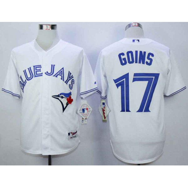 Men's Toronto Blue Jays #17 Ryan Goins White Cool Base Jersey