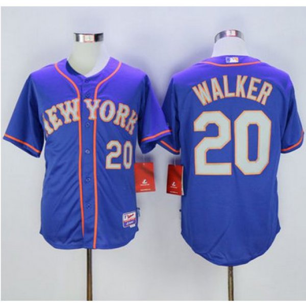 Mets #20 Neil Walker Blue(Grey NO.) Alternate Road Cool Base Stitched MLB Jersey