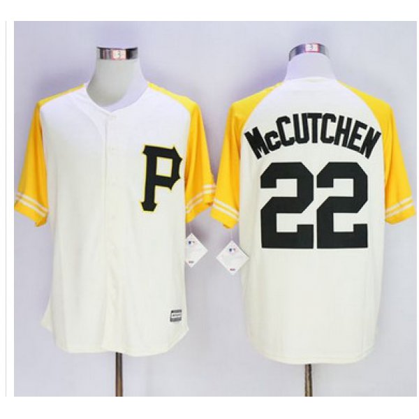 Pirates #22 Andrew McCutchen CreamGold Exclusive New Cool Base Stitched MLB Jersey