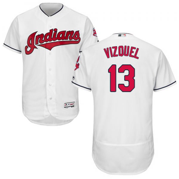 Cleveland Indians #13 Omar Vizquel White Flexbase Authentic Collection Stitched MLB Jersey