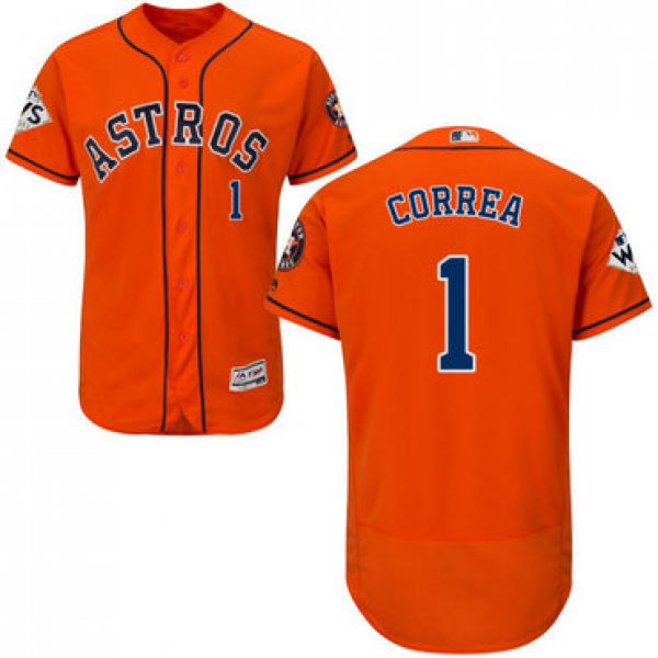 Men's Houston Astros #1 Carlos Correa Orange Flexbase Authentic Collection 2017 World Series Bound Stitched MLB Jersey