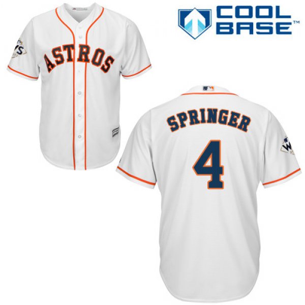 Men's Houston Astros #4 George Springer White New Cool Base 2017 World Series Bound Stitched MLB Jersey