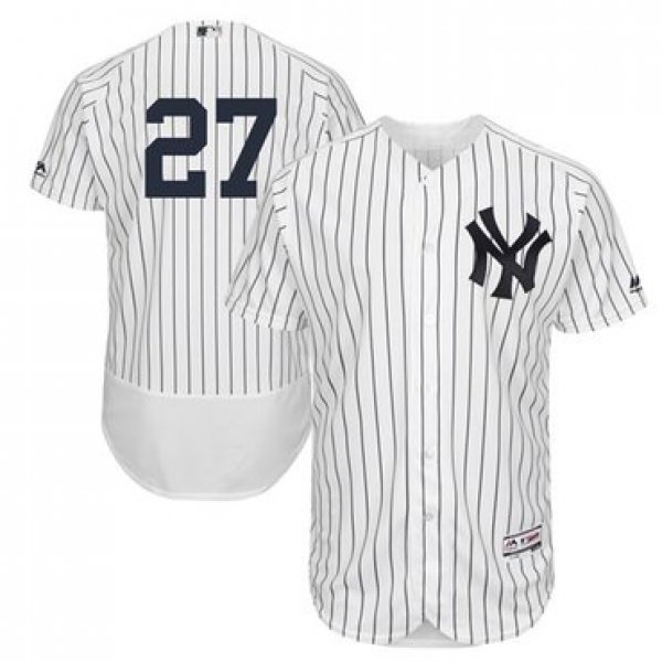 Men's New York Yankees #27 Giancarlo Stanton White Strip Flexbase Authentic Collection Stitched MLB Jersey