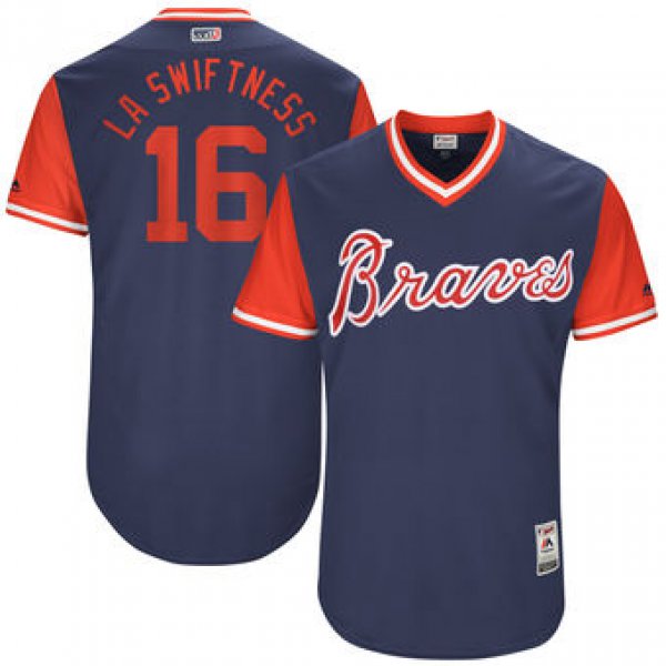 Men's Atlanta Braves Lane Adams LA Swiftness Majestic Navy 2017 Players Weekend Authentic Jersey