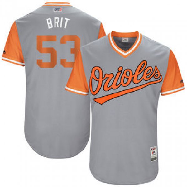 Men's Baltimore Orioles Zach Britton Brit Majestic Gray 2017 Players Weekend Authentic Jersey