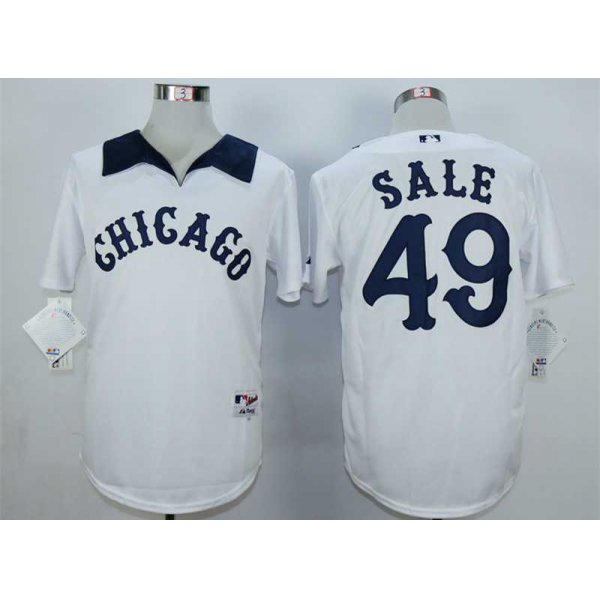 Men's Chicago White Sox #49 Chris Sale White 1976 Turn Back The Clock Jersey