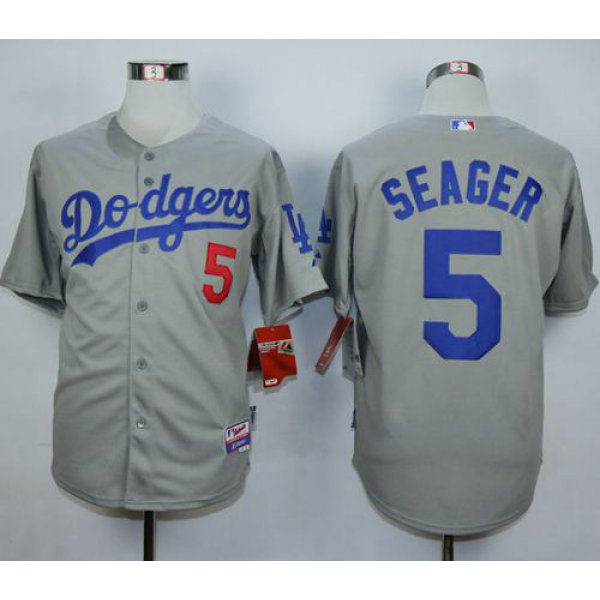 Men's Los Angeles Dodgers #5 Corey Seager Grey Cool Base Jersey