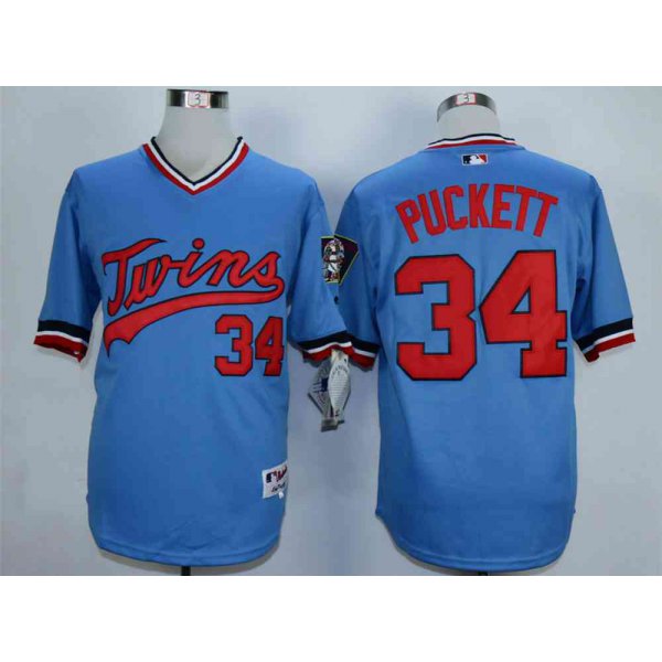 Men's Minnesota Twins #34 Kirby Puckett Blue Cooperstown Jersey