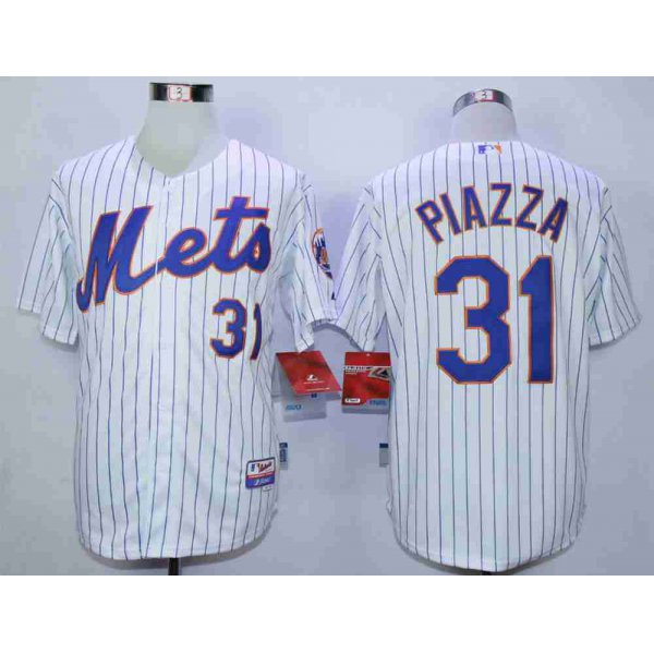 Men's New York Mets #31 Mike Piazza White Cool Base Jersey