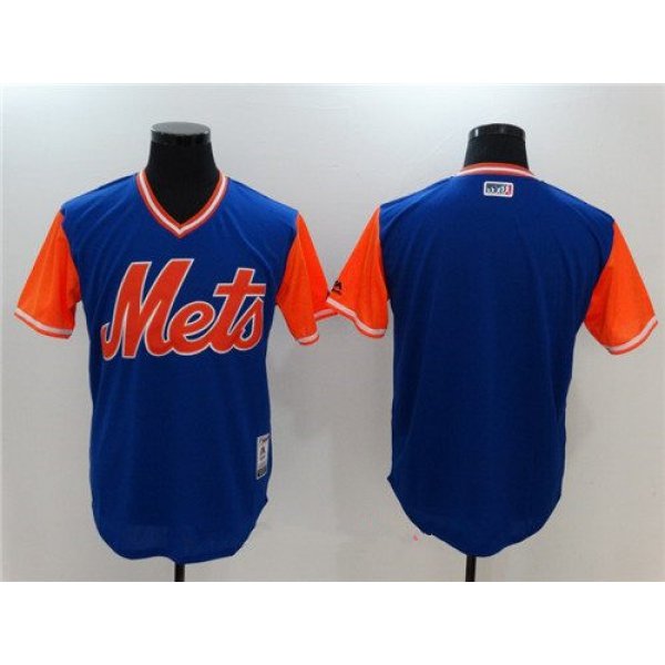 Men's New York Mets Blank Majestic Royal Blue 2017 Little League World Series Players Weekend Stitched Nickname Jersey