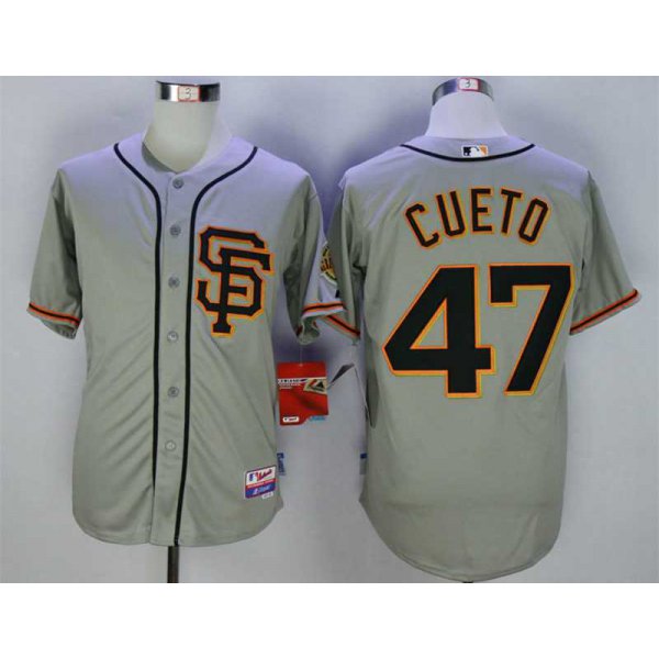 Men's San Francisco Giants #47 Johnny Cueto Grey Road 2 Cool Base Jersey